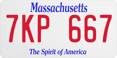 MA license plate 7KP667