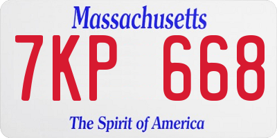 MA license plate 7KP668