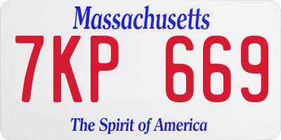 MA license plate 7KP669