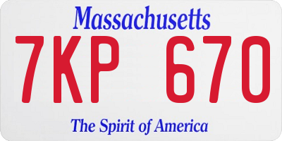 MA license plate 7KP670