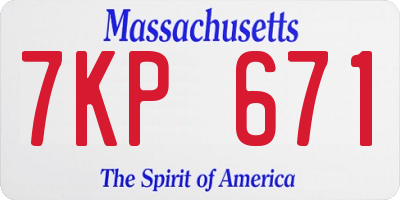 MA license plate 7KP671