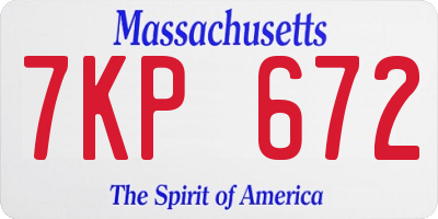 MA license plate 7KP672