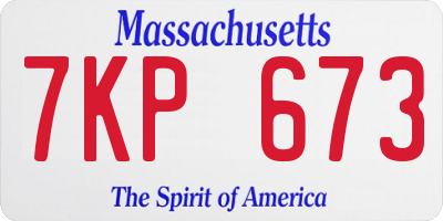 MA license plate 7KP673