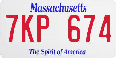 MA license plate 7KP674