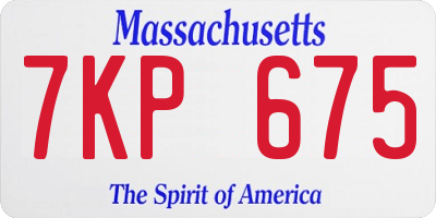 MA license plate 7KP675