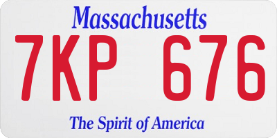 MA license plate 7KP676