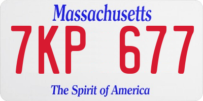 MA license plate 7KP677