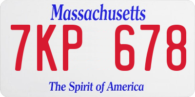 MA license plate 7KP678