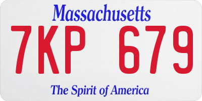 MA license plate 7KP679