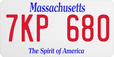 MA license plate 7KP680
