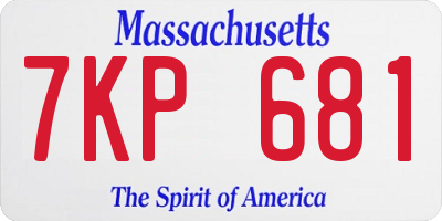 MA license plate 7KP681