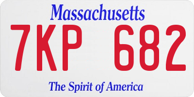 MA license plate 7KP682