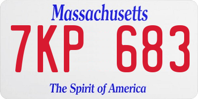 MA license plate 7KP683