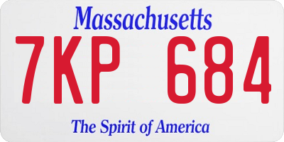MA license plate 7KP684