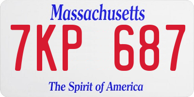 MA license plate 7KP687