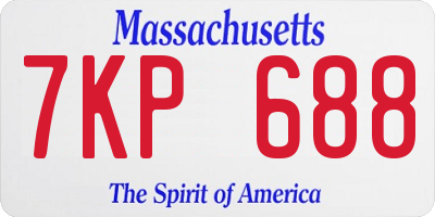 MA license plate 7KP688