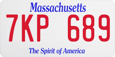MA license plate 7KP689