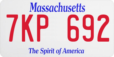 MA license plate 7KP692