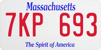 MA license plate 7KP693
