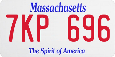 MA license plate 7KP696