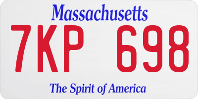 MA license plate 7KP698
