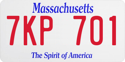 MA license plate 7KP701