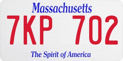 MA license plate 7KP702