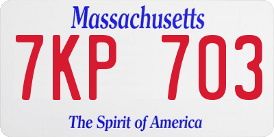 MA license plate 7KP703