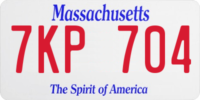 MA license plate 7KP704