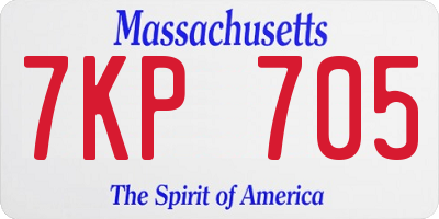 MA license plate 7KP705