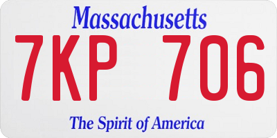 MA license plate 7KP706