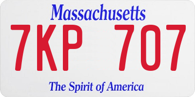 MA license plate 7KP707