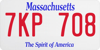 MA license plate 7KP708