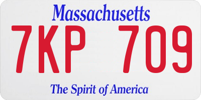MA license plate 7KP709