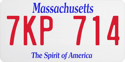 MA license plate 7KP714
