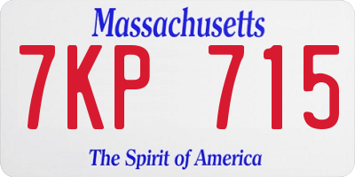MA license plate 7KP715