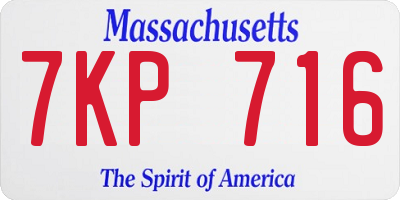 MA license plate 7KP716