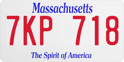 MA license plate 7KP718