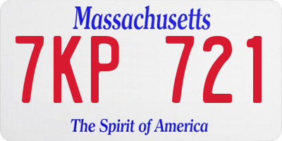 MA license plate 7KP721