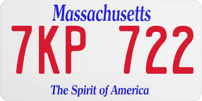 MA license plate 7KP722