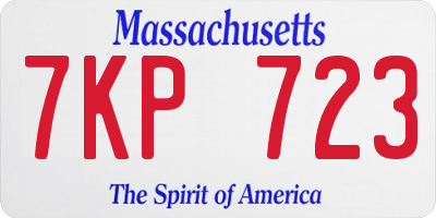 MA license plate 7KP723