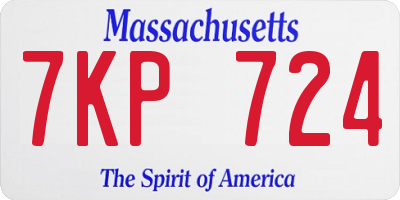 MA license plate 7KP724