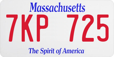 MA license plate 7KP725