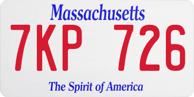 MA license plate 7KP726