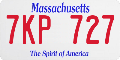 MA license plate 7KP727