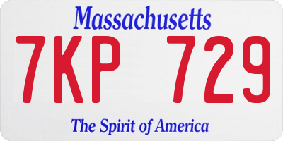 MA license plate 7KP729