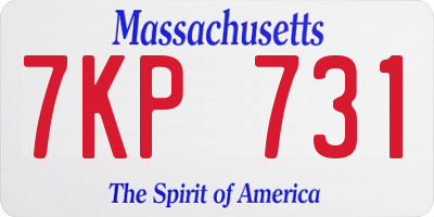 MA license plate 7KP731