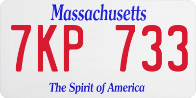 MA license plate 7KP733