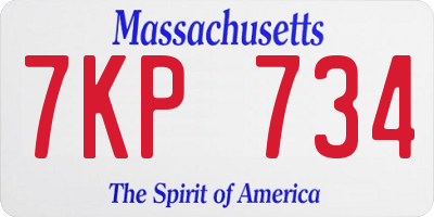 MA license plate 7KP734