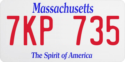 MA license plate 7KP735